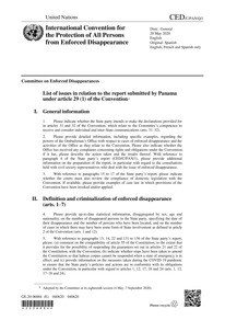 List of issues in relation to the report submitted by Panama under article 29 (1) of the Convention :