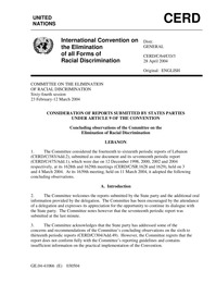 Consideration of reports submitted by States parties under article 9 of the Convention :