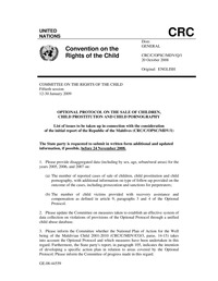 Optional Protocol on the Sale of Children, Child Prostitution and Child Pornography :
