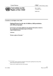 Optional Protocol on the Sale of Children, Child Prostitution and Child Pornography :