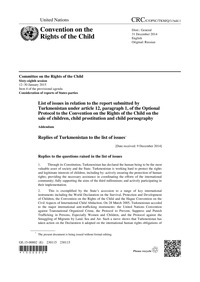 List of issues in relation to the report submitted by Turkmenistan under article 12, paragraph 1, of the Optional Protocol to the Convention on the Rights of the Child on the Sale of Children, Child Prostitution and Child Pornography :