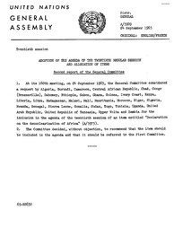 Adoption of the Agenda of the 20th Regular Session and Allocation of Items